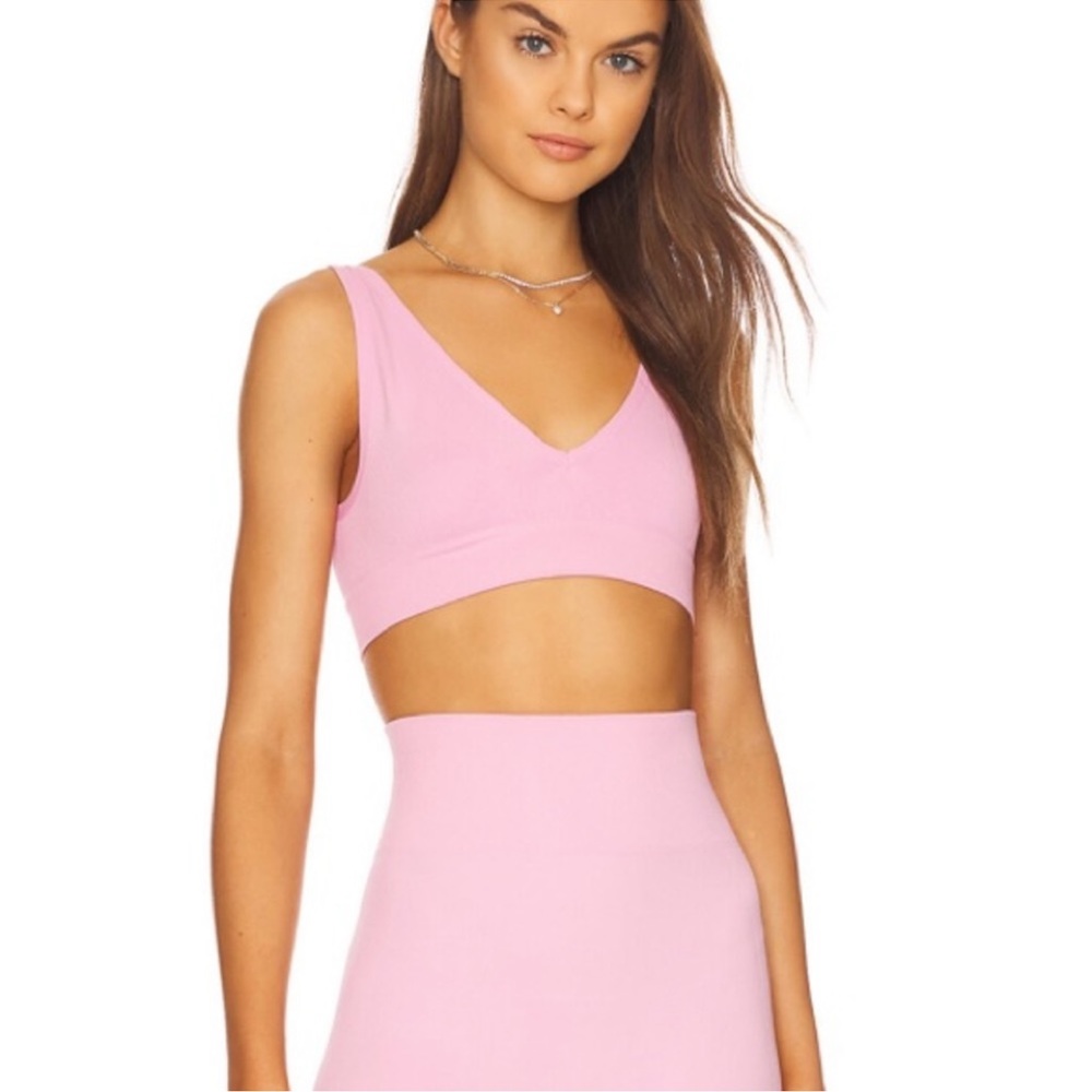 NWT We Wore What Pink Lilac Unpadded Pullover V-Neck Bra Top XS